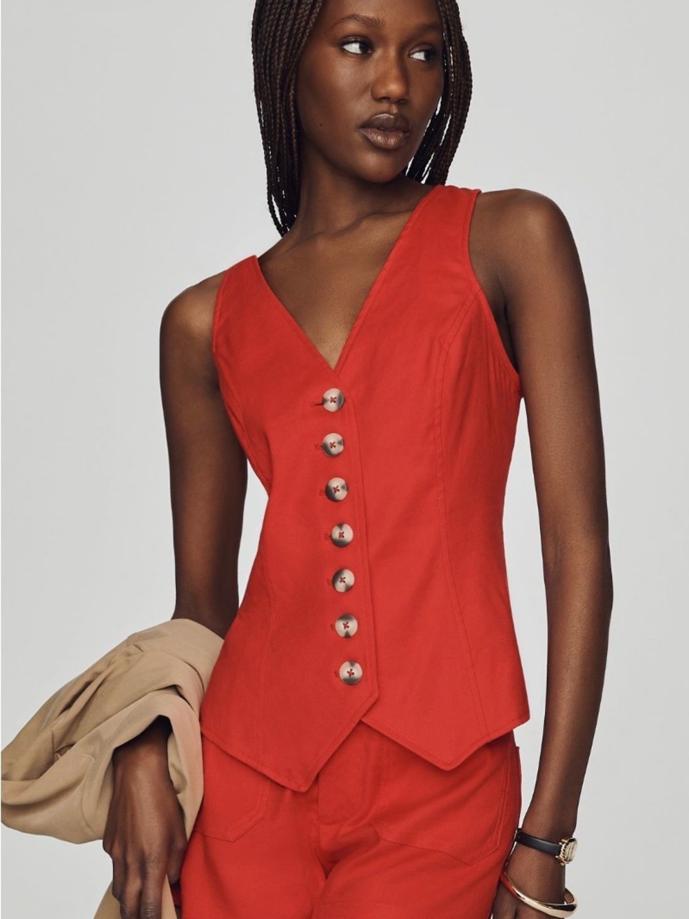 Anthropologie Scarlet Button-Front V-Neck Camisole